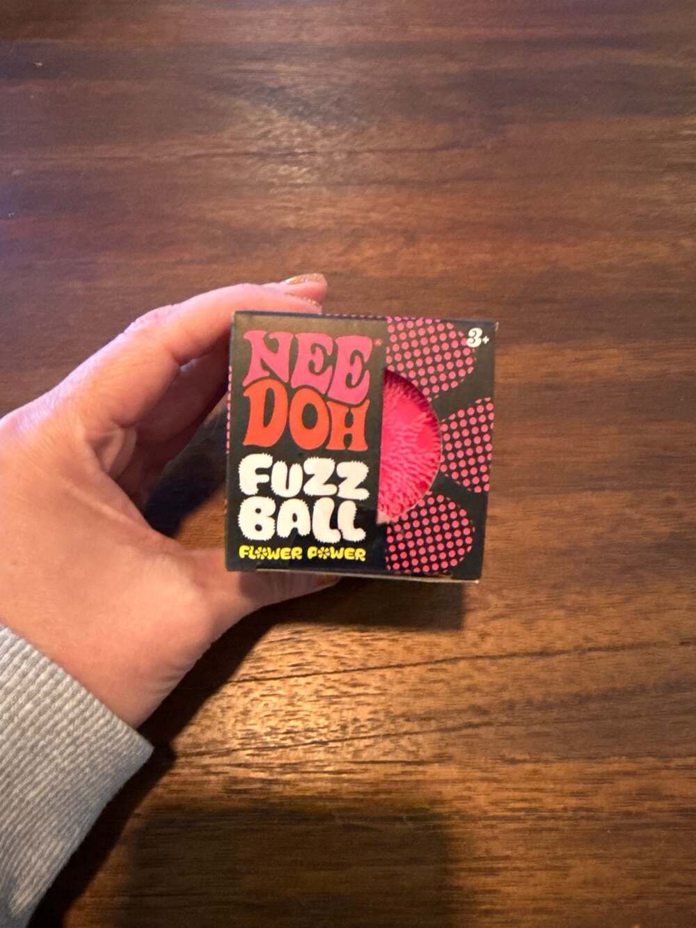 Schylling NeeDoh Fuzz Ball Flower Power Neon Pink Sensory Fidget Toy